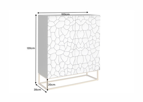 Kapp ZEN valge / must, 100x38xH120 cm