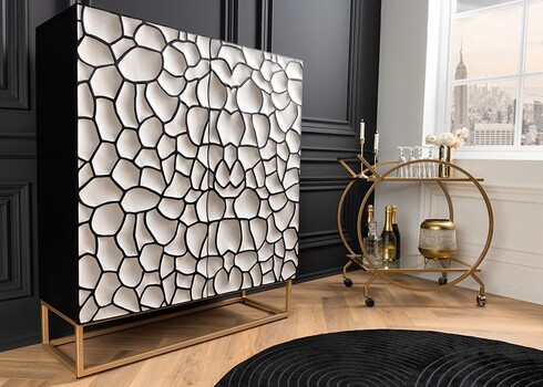 Kapp VULCANO valge / must, 100x38xH120 cm