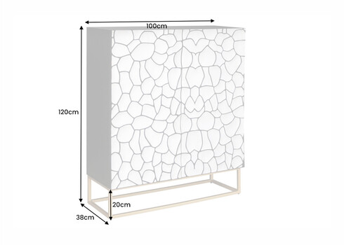 Kapp VULCANO valge / must, 100x38xH120 cm
