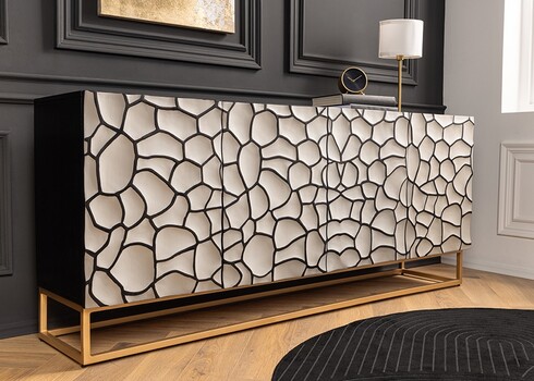 Kummut VULCANO must / valge, 177x38xH75 cm