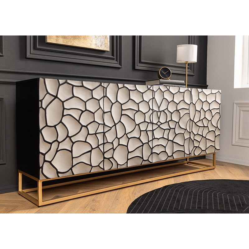 Kummut VULCANO must / valge, 177x38xH75 cm