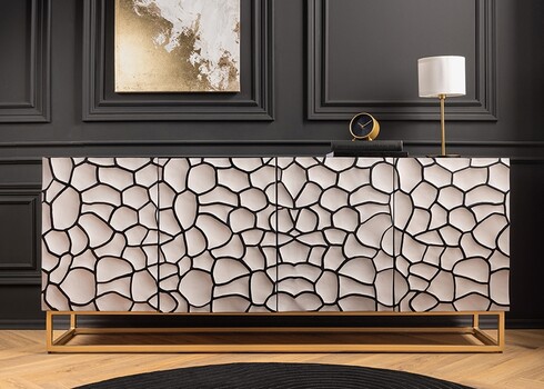 Kummut VULCANO must / valge, 177x38xH75 cm