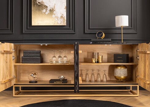 Kummut VULCANO must / valge, 177x38xH75 cm