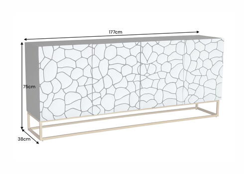 Kummut VULCANO must / valge, 177x38xH75 cm