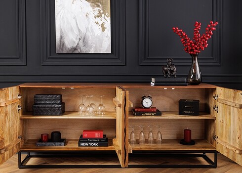 Kummut VULCANO pruun / must, 177x38xH75 cm