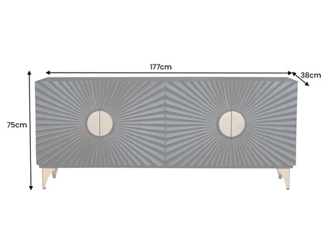 Kummut SOLARIS must / kuldne, 177x38xH75 cm
