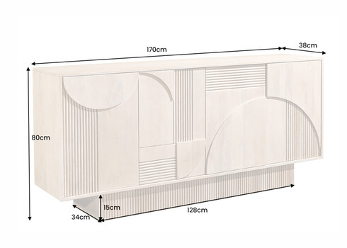 Kummut ART DECO hele puit, 170x38xH80 cm
