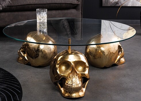 Abilaud SKULL klaas / kuldne, D90xH33 cm