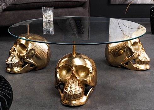 Abilaud SKULL klaas / kuldne, D90xH33 cm