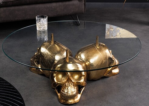 Abilaud SKULL klaas / kuldne, D90xH33 cm