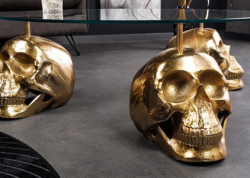 Abilaud SKULL klaas / kuldne, D90xH33 cm