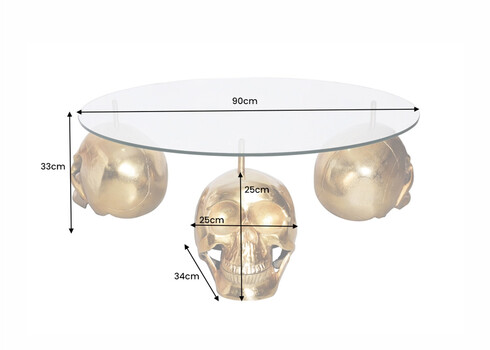 Abilaud SKULL klaas / kuldne, D90xH33 cm