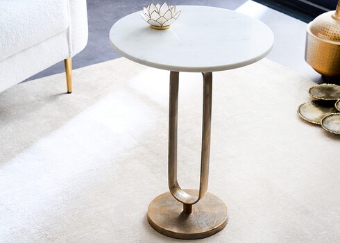 Abilaud ELEGANCE valge marmor / kuldne, D45xH60 cm