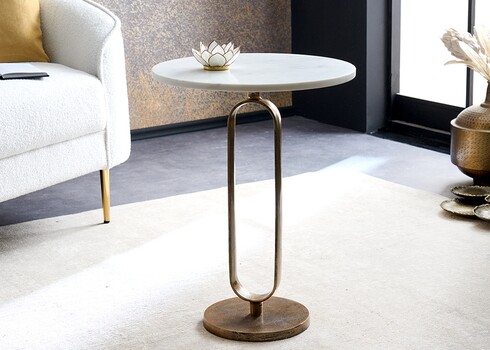 Abilaud ELEGANCE valge marmor / kuldne, D45xH60 cm