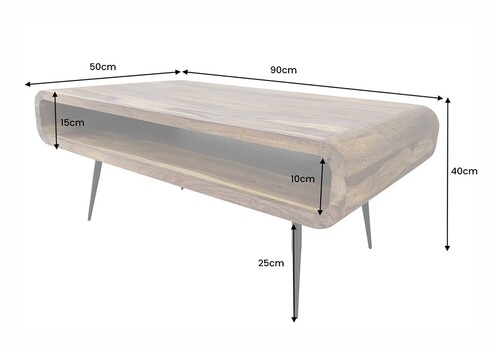 Diivanilaud ALPHA sheesham, 90x50xH40 cm