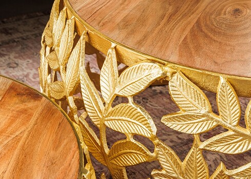 Diivanilaudade komplekt LEAF akaatsia / kuldne, 2 tk