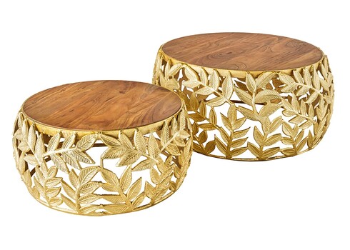 Diivanilaudade komplekt LEAF akaatsia / kuldne, 2 tk