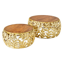 Diivanilaudade komplekt LEAF akaatsia / kuldne, 2 tk