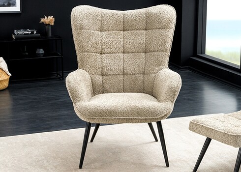 Tugitool SCANDINAVIA beež buklee, 73x78xH98 cm