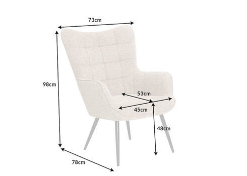 Tugitool SCANDINAVIA beež buklee, 73x78xH98 cm