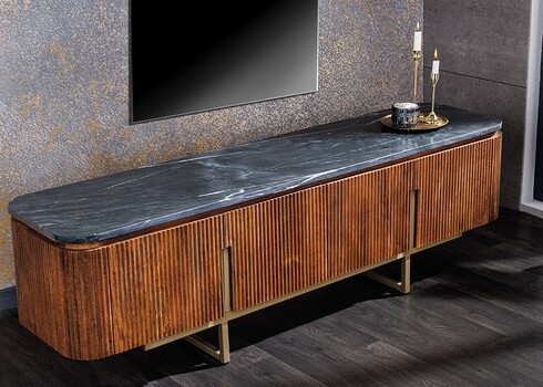 Tv-alus GATSBY pruun / must marmor, 160x40xH50 cm