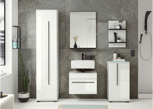 Seinapeegel CANTARA valge / must, 60x12xH85 cm