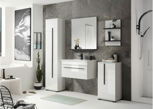 Seinapeegel CANTARA valge / must, 80x12xH85 cm