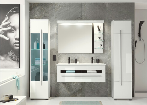 Seinapeegel CANTARA valge / must, 120x20xH85 cm