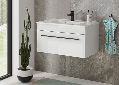 Valamukapp + valamu CANTARA valge läige, 80x47xH45 cm