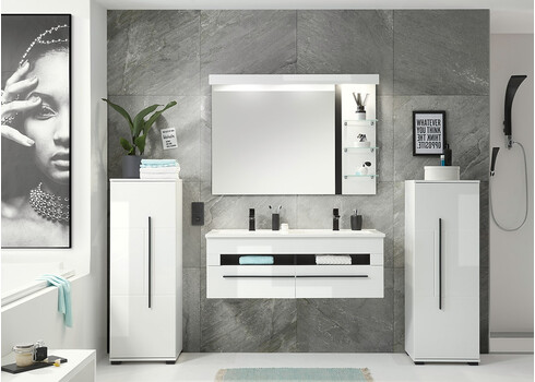 Valamukapp + valamu CANTARA valge läige, 120x47xH45 cm