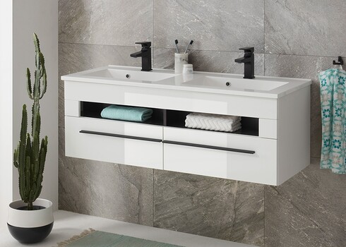 Valamukapp + valamu CANTARA valge läige, 120x47xH45 cm