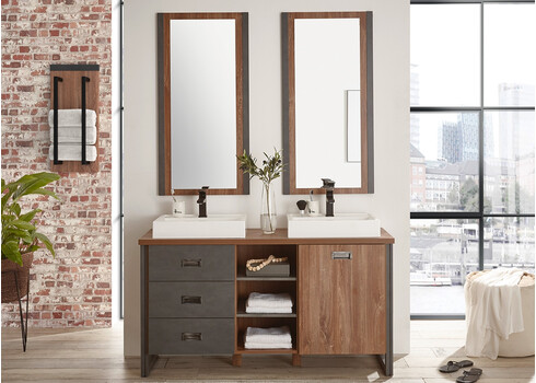 Valamukapp 2 valamuga DETROIT tamm / hall, 138x40xH85 cm