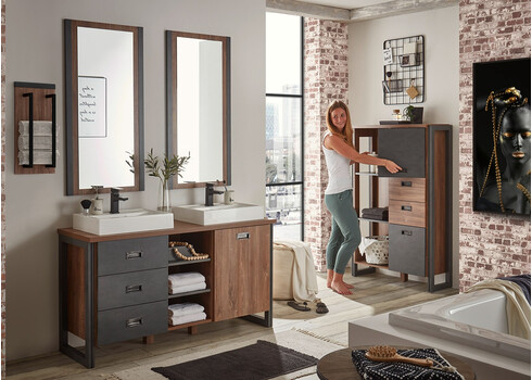 Valamukapp 2 valamuga DETROIT tamm / hall, 138x40xH85 cm