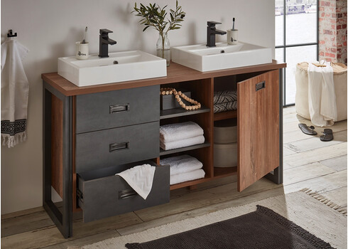 Valamukapp 2 valamuga DETROIT tamm / hall, 138x40xH85 cm