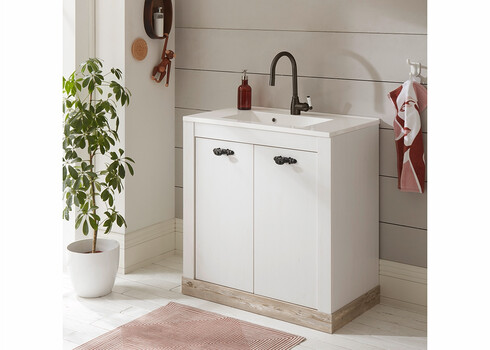 Valamukapp + valamu FLORENZ valge mänd / mänd, 60x45xH63 cm