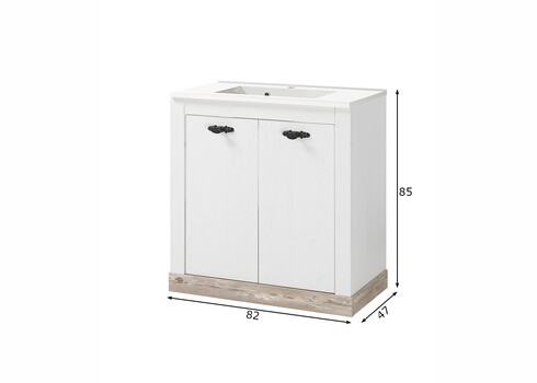 Valamukapp + valamu FLORENZ valge mänd / mänd, 60x45xH63 cm