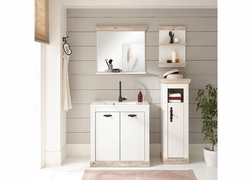 Valamukapp + valamu FLORENZ valge mänd / mänd, 60x45xH63 cm