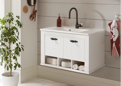 Valamukapp + valamu FLORENZ valge mänd / mänd, 82x47xH56 cm