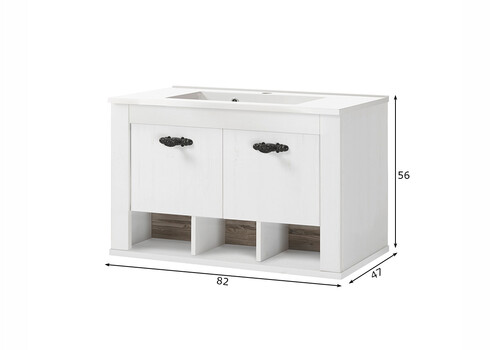 Valamukapp + valamu FLORENZ valge mänd / mänd, 82x47xH56 cm