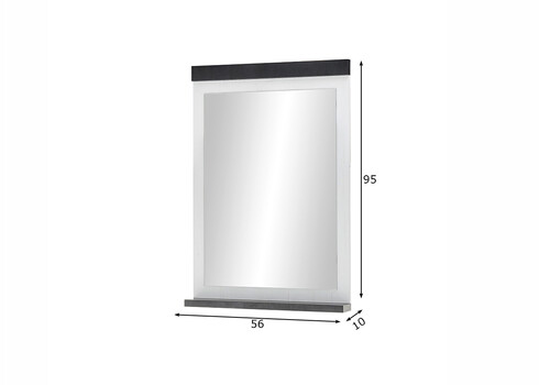 Seinapeegel SHERWOOD valge mänd / hall, 56x10xH77 cm