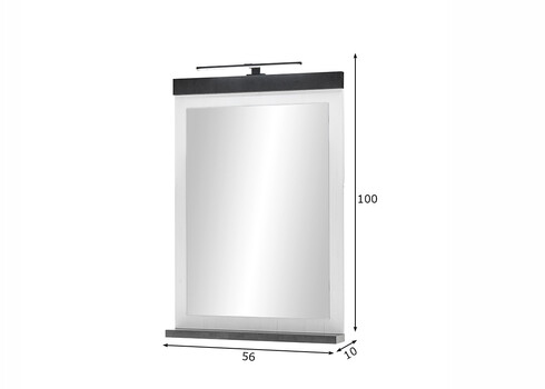 Seinapeegel valgustusega SHERWOOD valge mänd / hall, 56x10xH100 cm