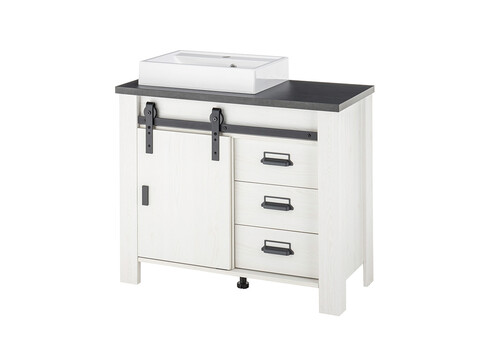 Valamukapp + valamu SHERWOOD valge mänd / hall, 95x43xH91 cm