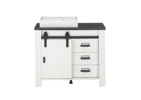 Valamukapp + valamu SHERWOOD valge mänd / hall, 95x43xH91 cm