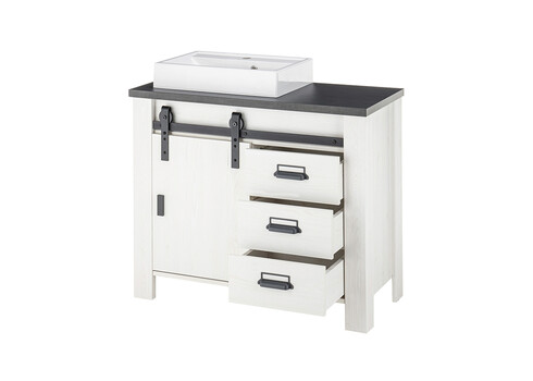 Valamukapp + valamu SHERWOOD valge mänd / hall, 95x43xH91 cm