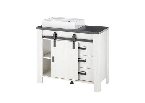 Valamukapp + valamu SHERWOOD valge mänd / hall, 95x43xH91 cm