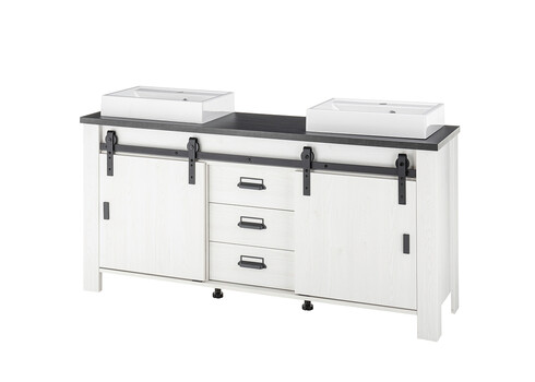 Valamukapp + 2 valamut SHERWOOD valge mänd / hall, 164x43xH91 cm