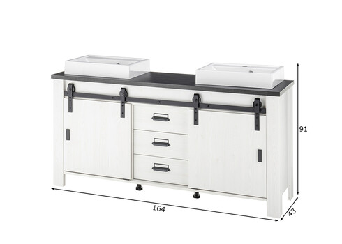 Valamukapp + 2 valamut SHERWOOD valge mänd / hall, 164x43xH91 cm