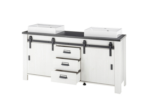 Valamukapp + 2 valamut SHERWOOD valge mänd / hall, 164x43xH91 cm