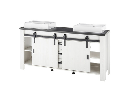 Valamukapp + 2 valamut SHERWOOD valge mänd / hall, 164x43xH91 cm