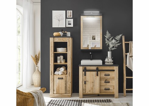 Vannitoakapp SHERWOOD pruun / hall, 51x38xH146 cm